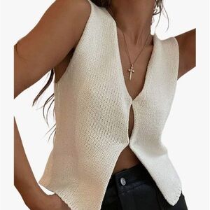 Elegant Cream Knit Tank Top